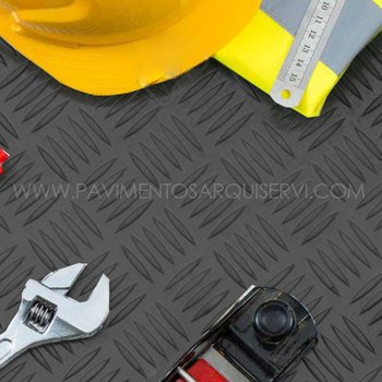 Vinílicos PVC Suelo Vinílico Checker Gris PVC