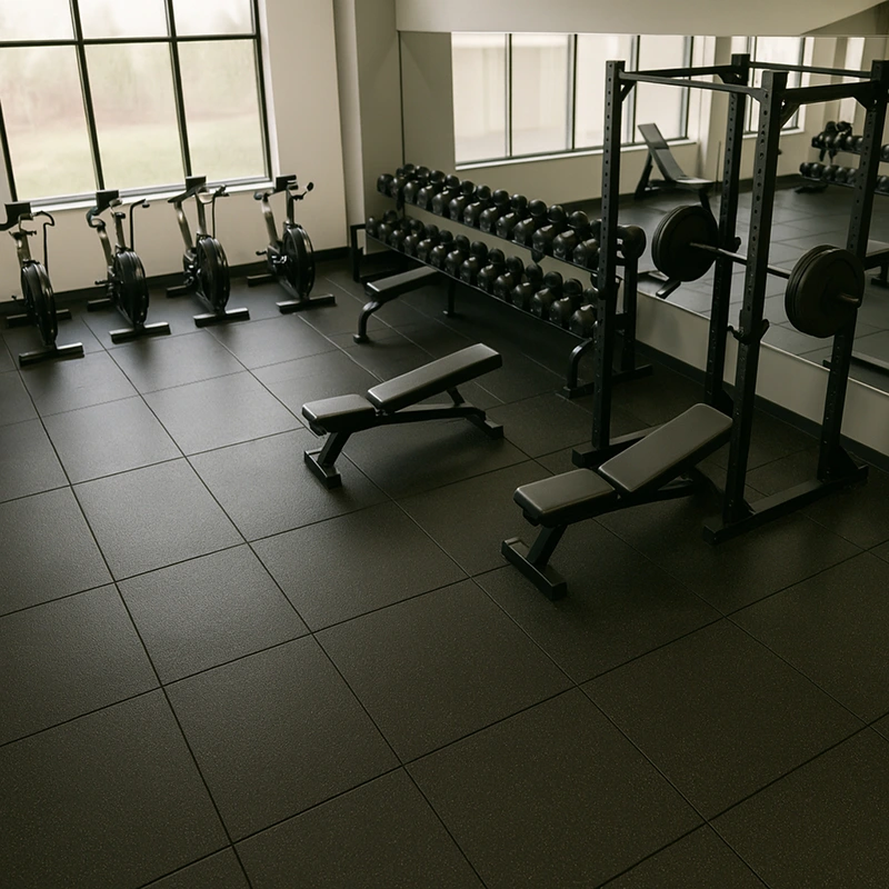 Caucho Macizo Loseta Caucho 1x1 Negro | 10mm | Densidad Plus + | Suelo Gimnasio | Amortiguación