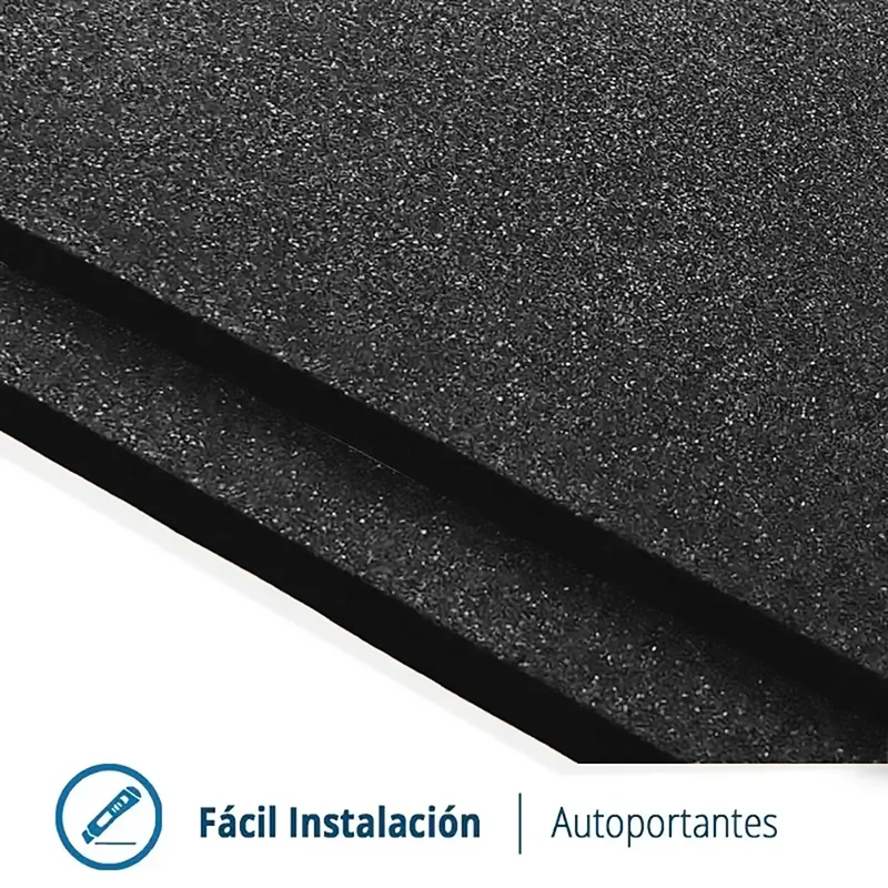 Caucho Macizo Loseta Caucho 1x1 Negro | 10mm | Densidad Plus + | Suelo Gimnasio | Amortiguación