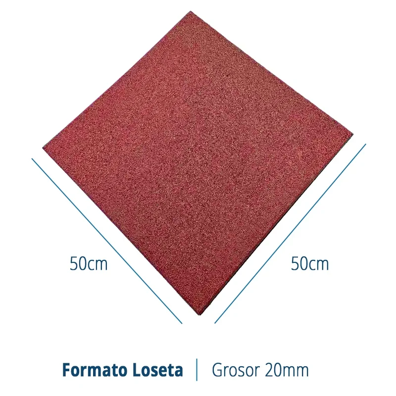 Caucho Macizo LOSETA DE CAUCHO 50x50cm | 20mm | ALTA DENSIDAD | Rojo
