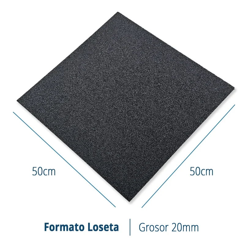 Caucho Macizo LOSETA 50x50cm | 20mm | ALTA DENSIDAD | Negro