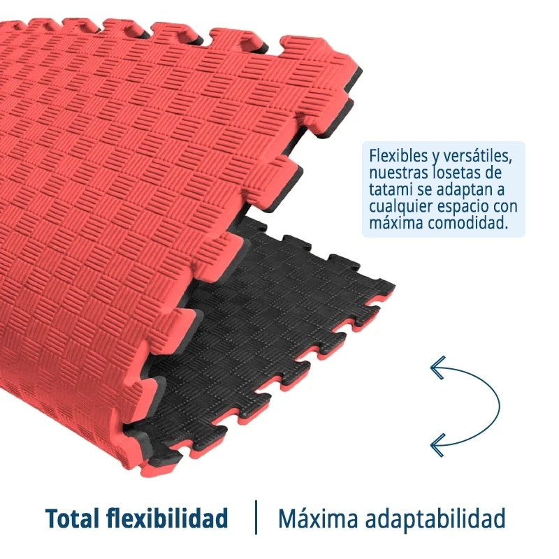 Tatami Etileno Acetato de Vinílo de Alta Densidad Tatami Rojo Negro |1x1| 20mm