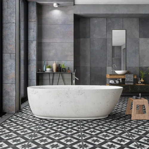 Vinílicos Heterogéneo Suelo Vinílico Hidráulico Blanco Negro