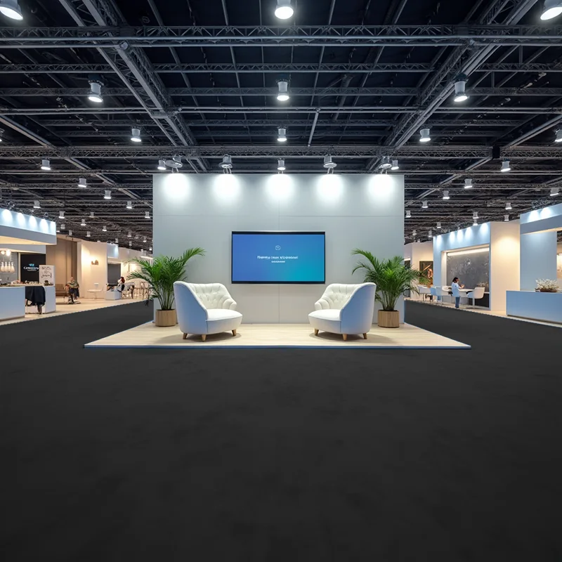 Moquetas Poliéster y PVA Resina Sintética Moquetas Feriales Premium Negro Bobinas Completas