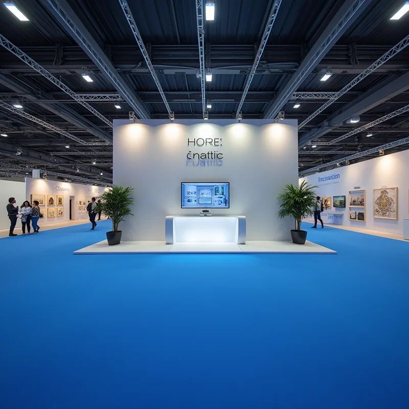 Moquetas Poliéster y PVA Resina Sintética Moqueta Ferial Premium Azul Mediterraneo Bobinas Completas