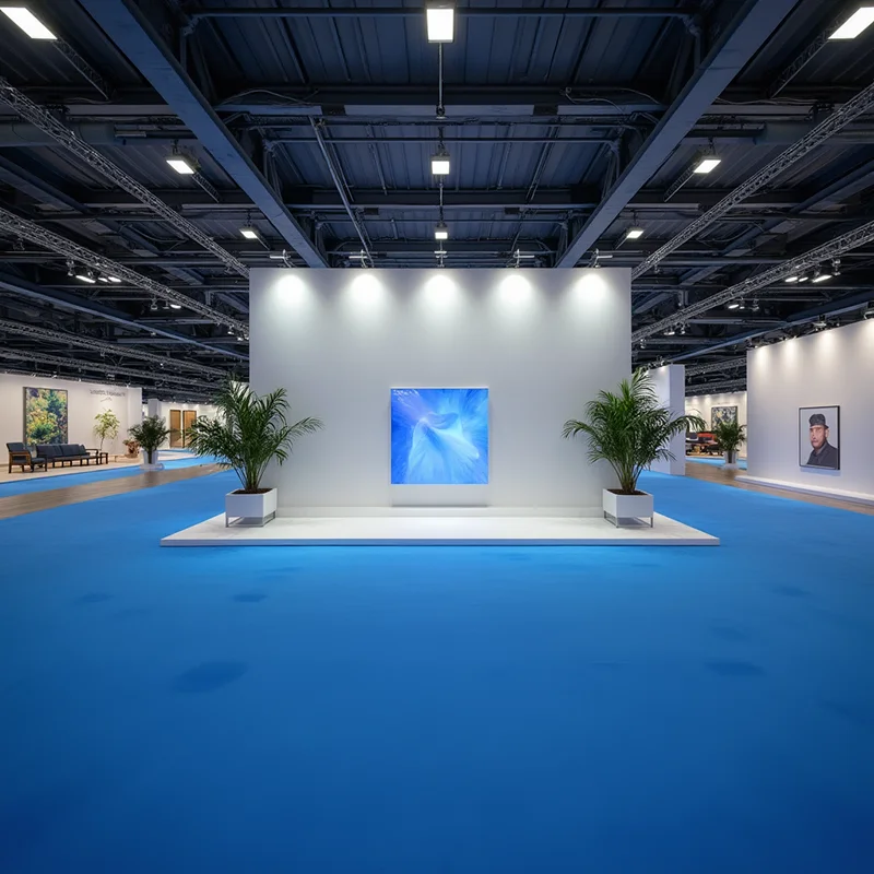 Moquetas Poliéster y PVA Resina Sintética Moqueta Ferial Premium Azul Mediterraneo Bobinas Completas