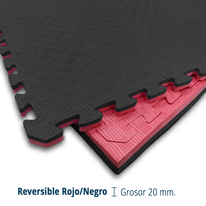 Tatami Etileno Acetato de Vinílo de Alta Densidad Tatami Rojo Negro |1x1| 20mm