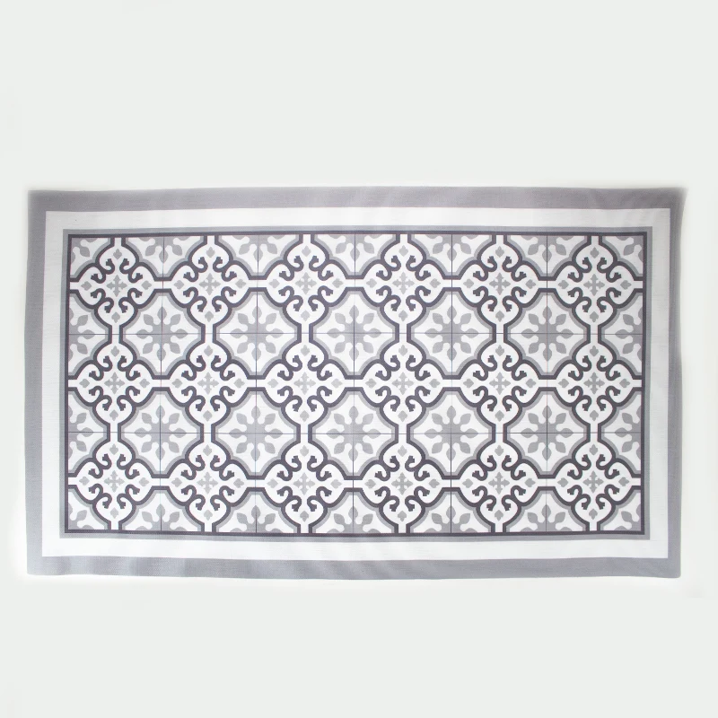 Alfombras 95% PVC + 5% PES Flor Gris Cenefa Alfombra Vinilica de exterior 60x100