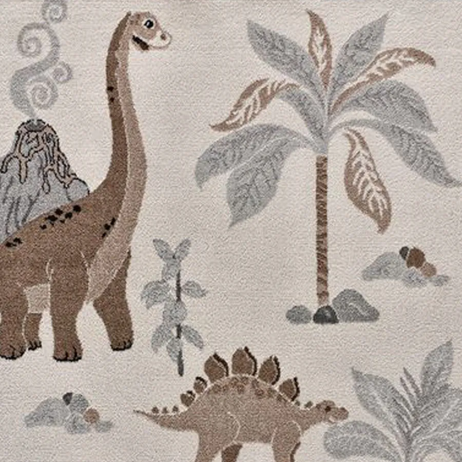 Alfombras 100% Polipropileno HEAT-SET FRISÈ Alfombra infantil dinosaurios blanco multi