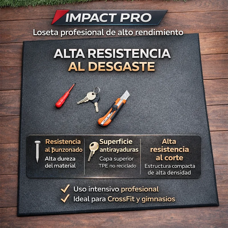 Loseta Caucho 1x1 |20mm | Anti Rayadura IMPACT PRO | Gimnasios Profesionales | Sin Tóxicos Loseta Caucho 1x1 |20mm | Anti Rayadura IMPACT PRO | Gimnasios Profesionales | Sin Tóxicos