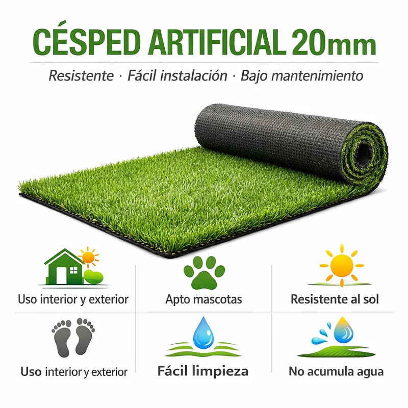 Césped artificial Césped Artificial 20mm Forever Basic | Alta Densidad, Resistente y Fácil Instalación