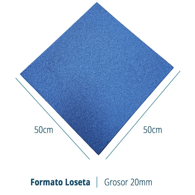 Caucho Macizo LOSETA 50x50cm 20mm ALTA DENSIDAD Azul
