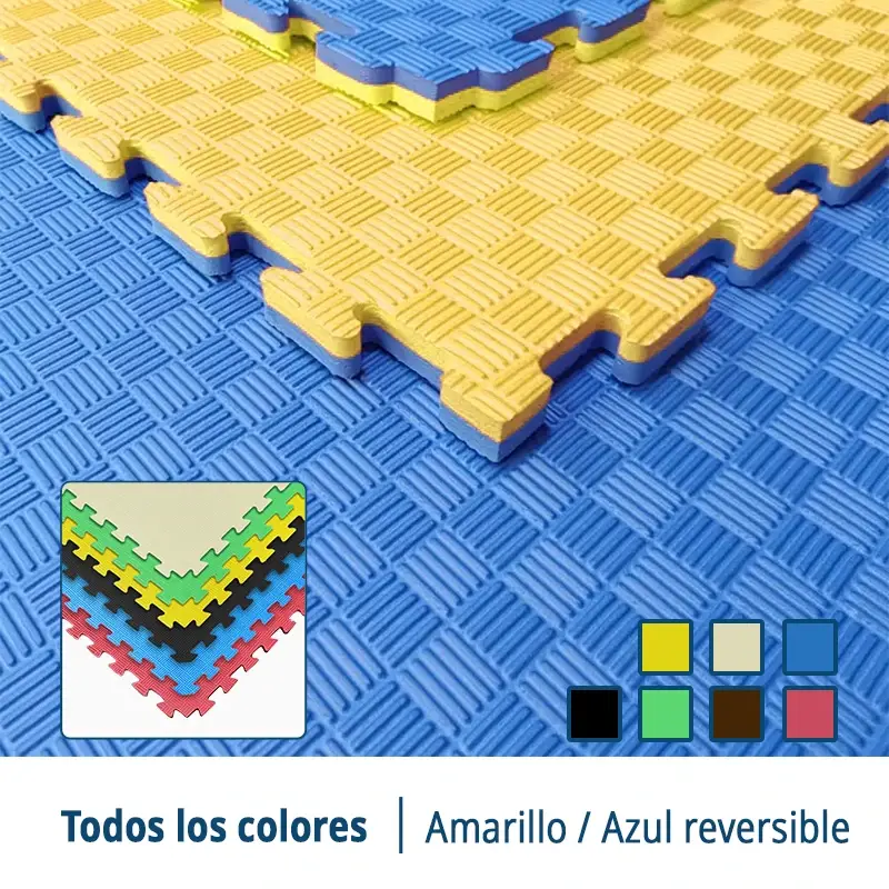 Tatami Etileno Acetato de Vinílo de Alta Densidad Tatami Azul Amarillo |1x1| 20mm