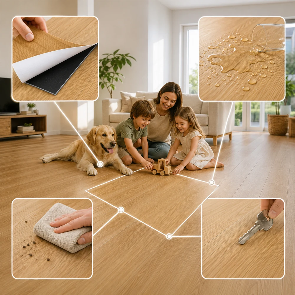 Vinílicos Heterogéneo Suelo de Vinílico Autoadhesivo PVC Roble Clásico Dorado 5m²