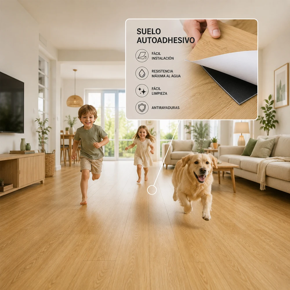 Vinílicos Heterogéneo Suelo de Vinílico Autoadhesivo PVC Roble Clásico Dorado 5m²