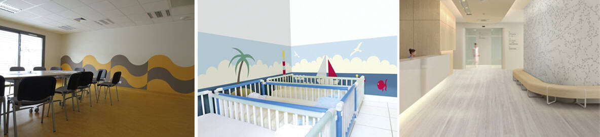 Revestimiento Pared para colegios, guarderías, escuelas infantiles, hospitales, residencias Revestimiento de pared Uso profesional para colegios, guarderías, escuelas infantiles, hospitales, residencias