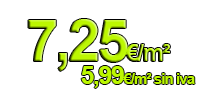 Nuestros precios numero 7,25€/m²