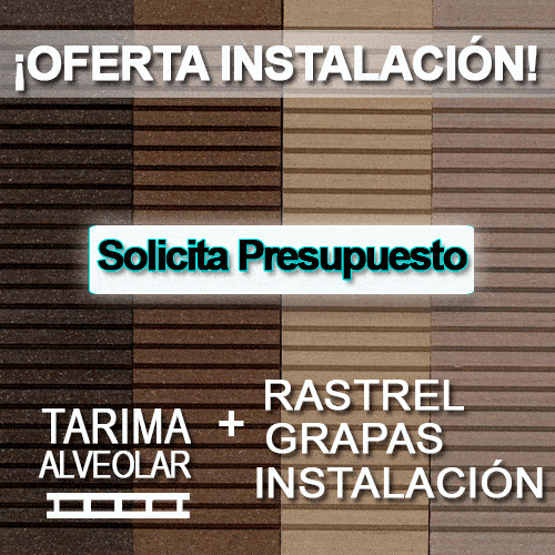 Tarima de Exterior Instalación Disfrute de tu tarima exterior al mejor precio el mercado 29,99€/m² ¡Ven a por tu taririma de exterior Alveolar sintética!